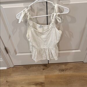 Madewell Cream Eyelet Camisole with Tie Straps